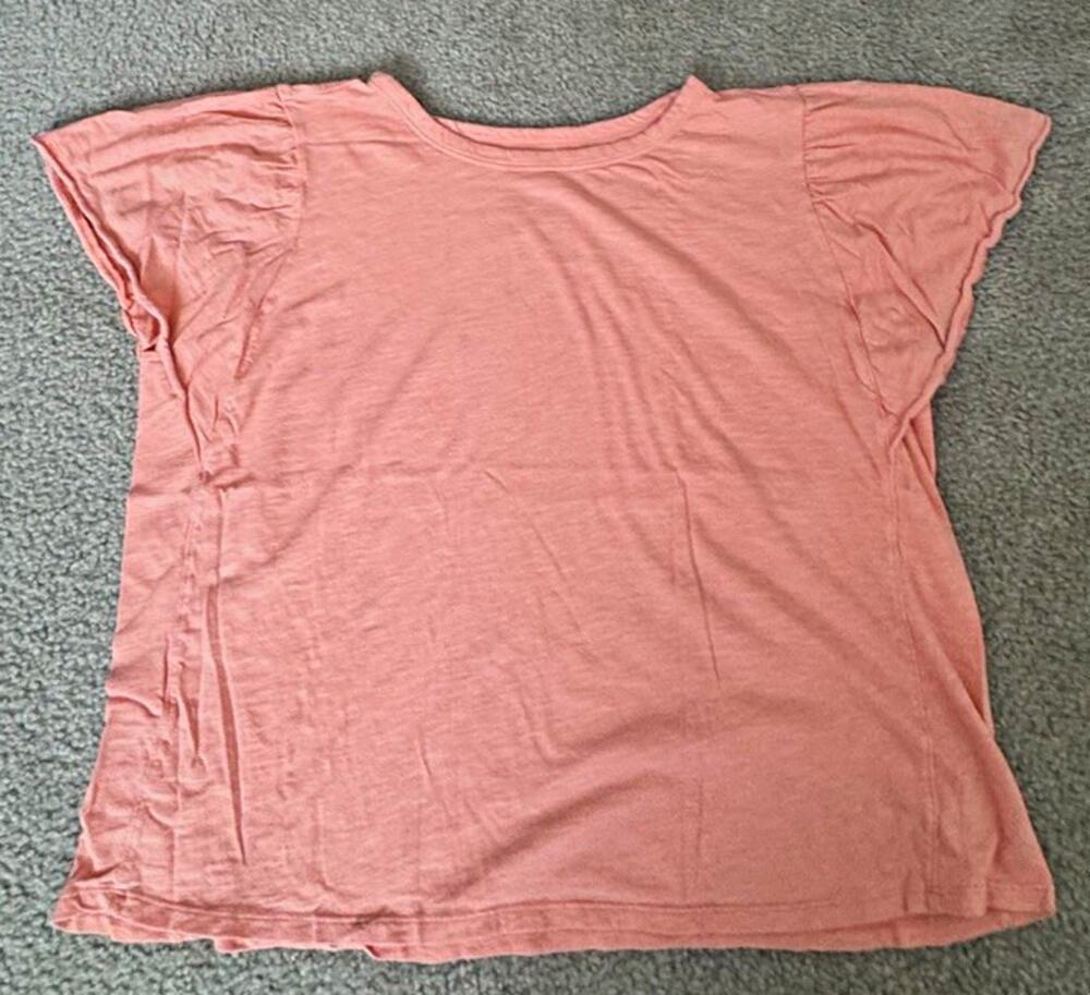 Sonoma Goods For Life Womens XXL Coral Pink Flutter Sleeve Cotton T Shirt Top